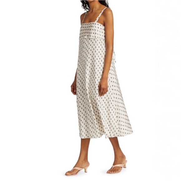 Theory Dresses & Skirts - Theory Floral lkat Print Silk Tie Back Slip Midi Dress Size Small
